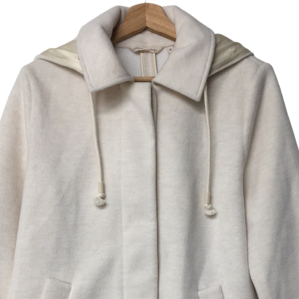 Soft Surroundings Torrente Fleece Hooded Jacket Coat Cream Ivory Medium - Picture 4 of 16